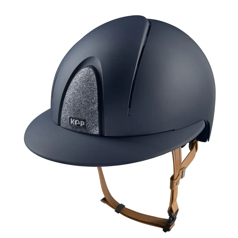 Riding Helmet Smart Nova Textile Star Silver Polo Visor - Beige Strap
