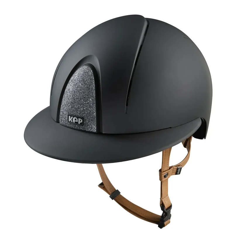 Riding Helmet Smart Nova Textile Star Silver Polo Visor - Beige Strap