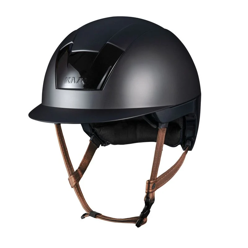 Riding Helmet Kooki with Brown Chin Strap