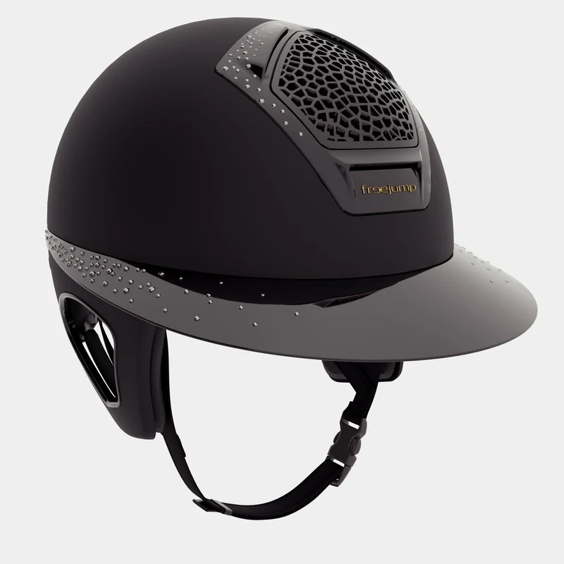 Riding Helmet Matt Voronoi Precious Crystals with Temple Protection