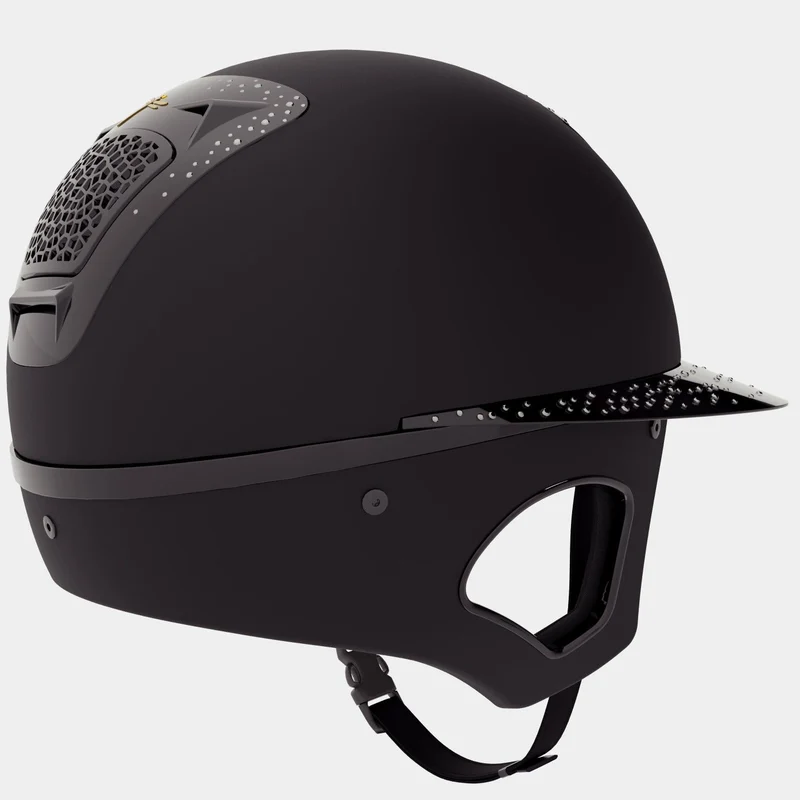 Riding Helmet Matt Voronoi Precious Crystals with Temple Protection