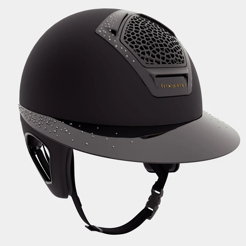 Riding Helmet Matt Voronoi Precious Crystals with Temple Protection
