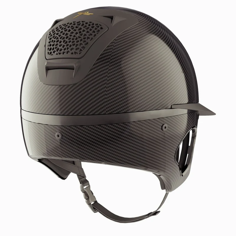 Riding Helmet Carbon Voronoi with Temple Protection Matt Black