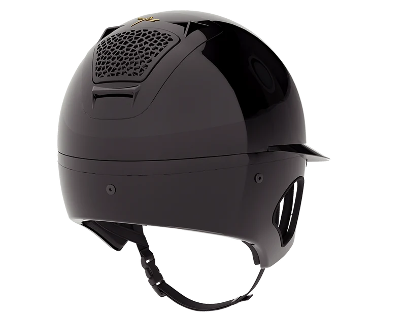 Riding Helmet Glossy Voronoi with Temple Protection