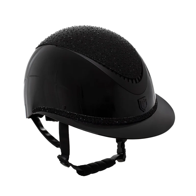 Luxury Riding Helmet with Rhinestones and Wide Visor