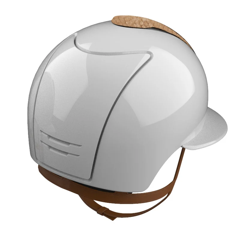 Riding Helmet Cromo 2.0 Polish White with Beige Python Insert & Polo Visor