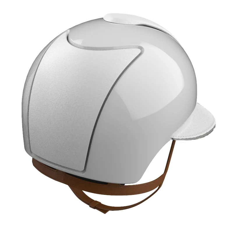 Riding Helmet Cromo 2.0 Polish White with Leather Inserts & Polo Visor