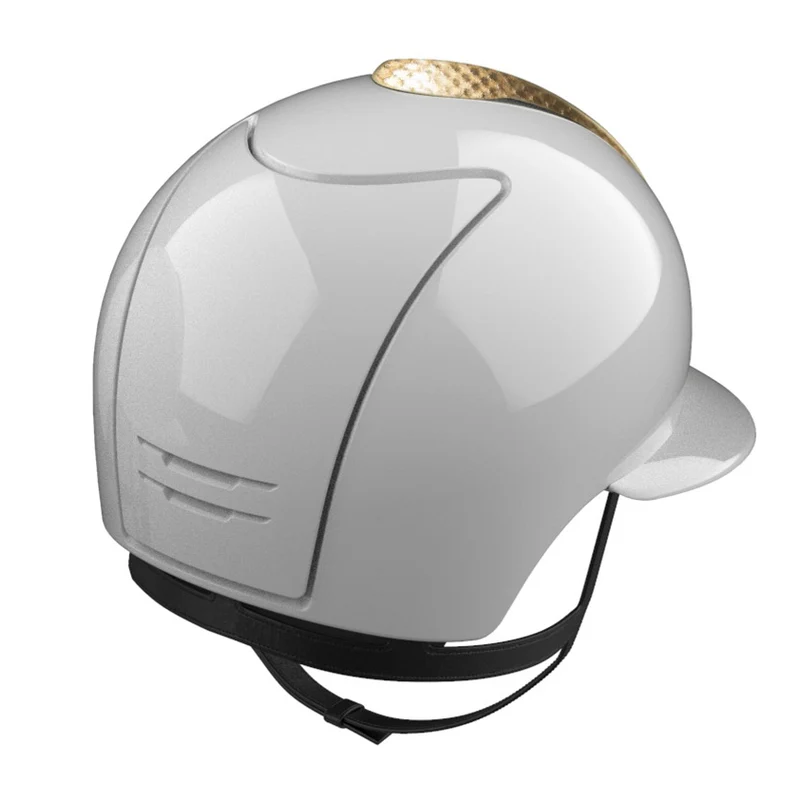 Riding Helmet Cromo 2.0 Polish White with Gold Snake Insert & Polo Visor