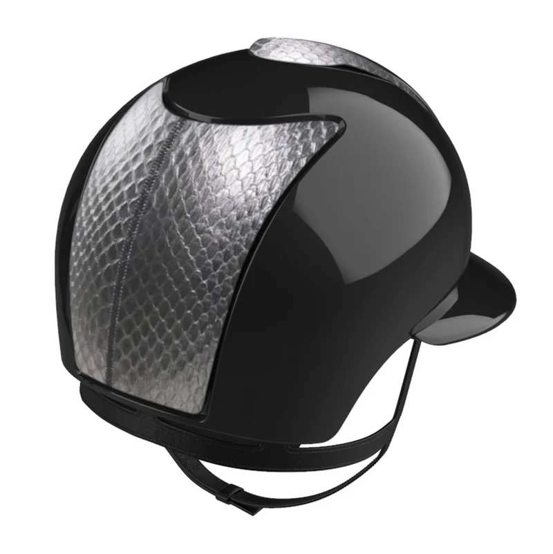Riding Helmet Cromo 2.0 Polish Black Silver Snake Inserts & Polo Visor