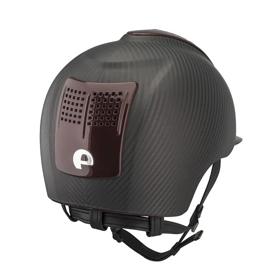Carbon Riding Helmet E-Light Black Matt with Bordeaux Shine Peak and Inserts
