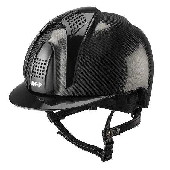 Carbon Riding Helmet E-Light Black Shine with Black Shine Inserts
