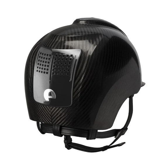 Carbon Riding Helmet E-Light Black Shine with Black Shine Inserts