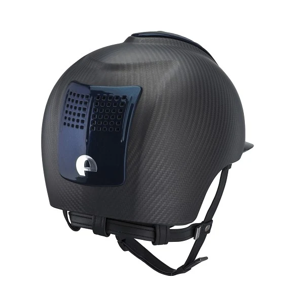 Carbon Riding Helmet E-Light Black Matt with Blue Inserts
