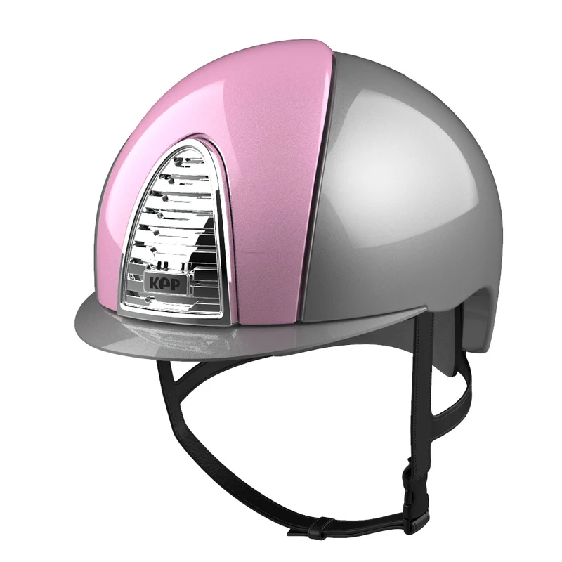 Riding Helmet Cromo 2.0 XC Metal Light Grey with Pink Inserts