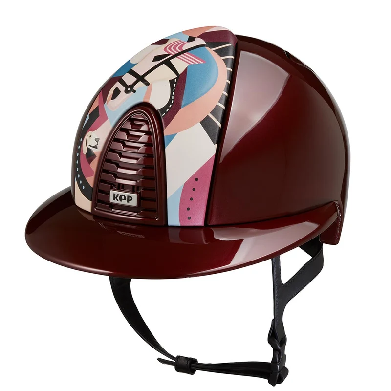 Riding Helmet Cromo 2.0 Burgundy Metal Pegasus Front Insert with Polo Peak