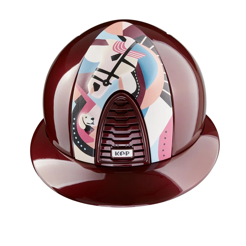 Riding Helmet Cromo 2.0 Burgundy Metal Pegasus Front Insert with Polo Peak
