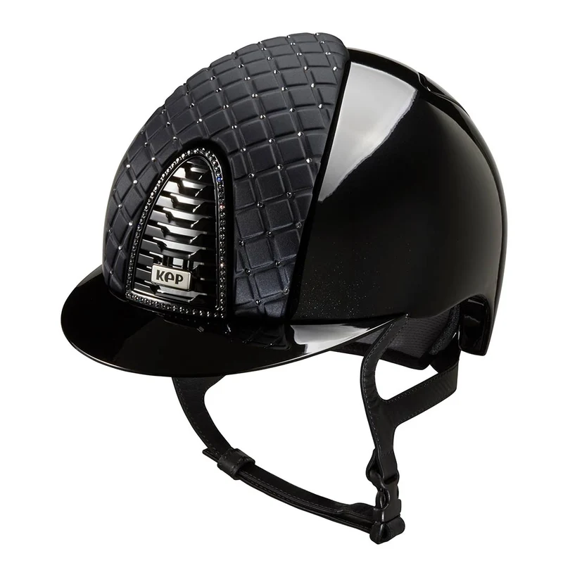 Riding Helmet Cromo 2.0 Black Polish Satin Milano Front with Swarovski®