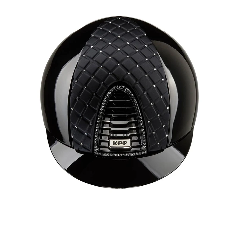 Riding Helmet Cromo 2.0 Black Polish Satin Milano Front with Swarovski®