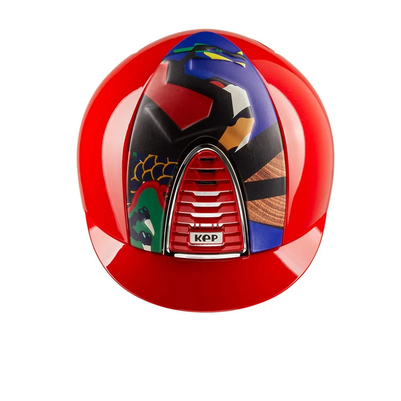 Riding Helmet Cromo 2.0 Red Polish with Zodiac Collection Dragon Insert
