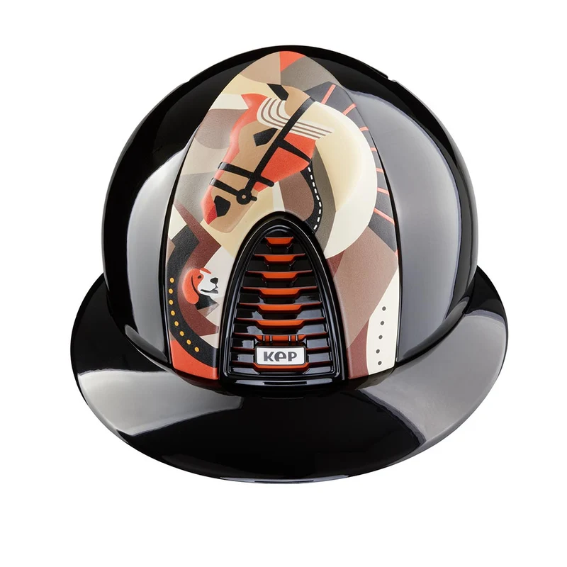 Riding Helmet Cromo 2.0 Black Polish Pegasus Front Insert with Polo Peak