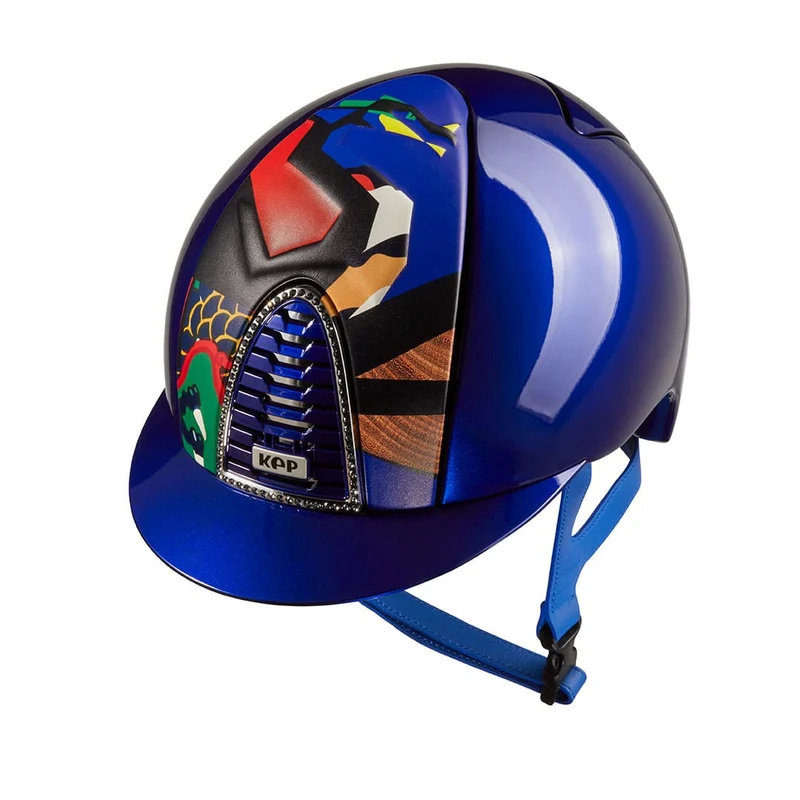 Riding Helmet Cromo 2.0 Polish Blue with Zodiac Collection Dragon Insert