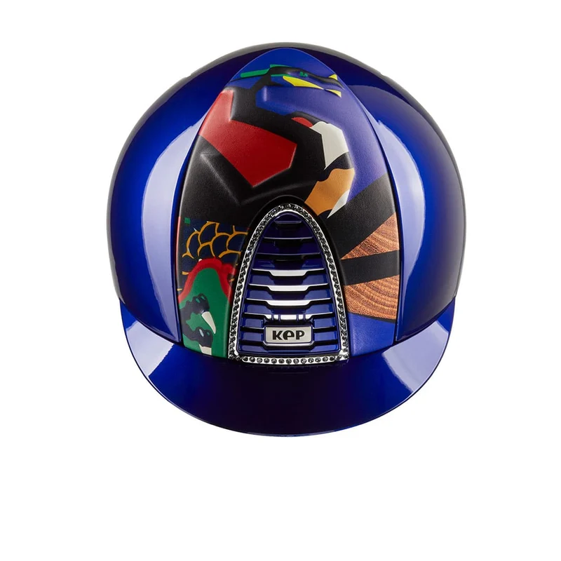 Riding Helmet Cromo 2.0 Polish Blue with Zodiac Collection Dragon Insert