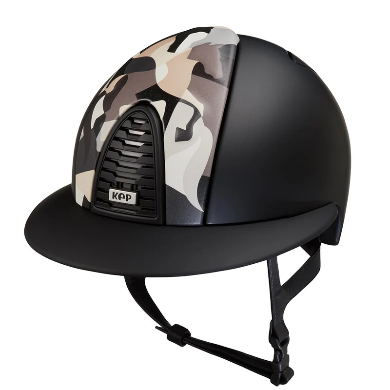 Riding Helmet Cromo 2.0 Black Textile Vikings Front Insert with Polo Peak