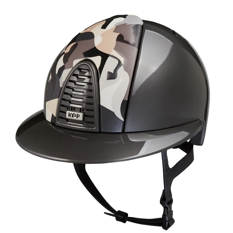 Riding Helmet Cromo 2.0 Grey Polish Grey Vikings Inserts with Polo Peak