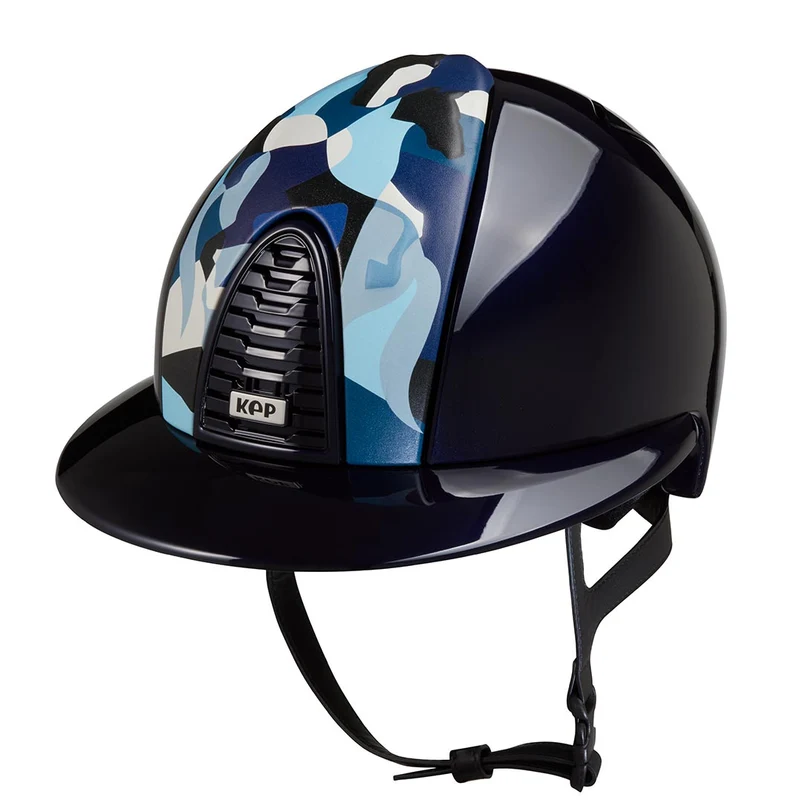 Riding Helmet Cromo 2.0 Blue Polish Blue Vikings Front with Polo Peak