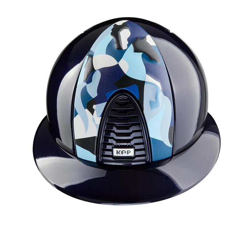 Riding Helmet Cromo 2.0 Blue Polish Blue Vikings Front with Polo Peak