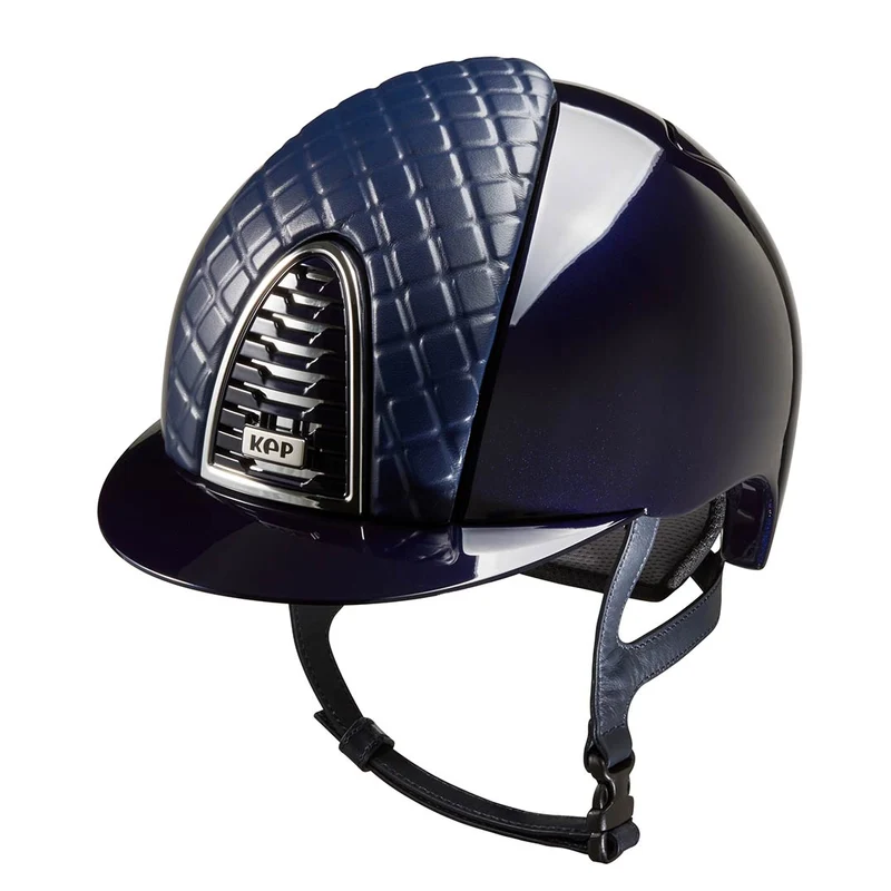 Riding Helmet Cromo 2.0 Blue Polish Milano Leather Front Insert