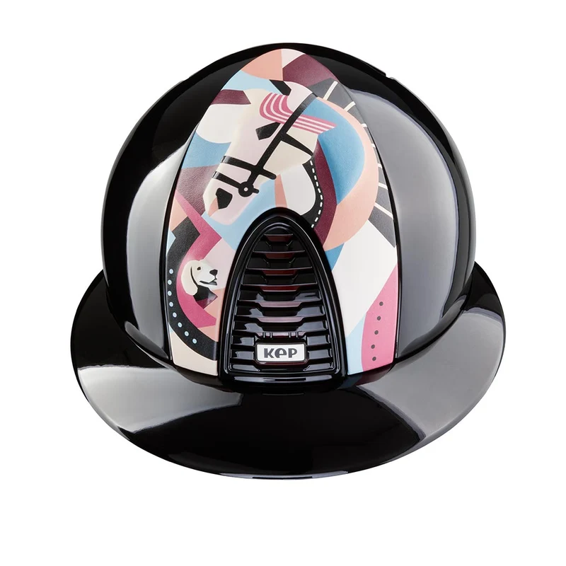 Riding Helmet Cromo 2.0 Black Polish Front Pegasus Insert with Polo Peak