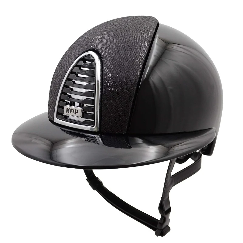 Riding Helmet Cromo 2.0 Black Polish with Front Glitter & Polo Visor