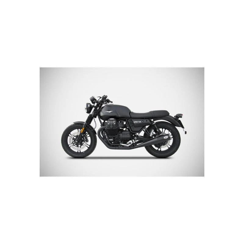 Doppelauspuff ZARD Zuma aus schwarzem Edelstahl Moto guzzi V7 III E4
