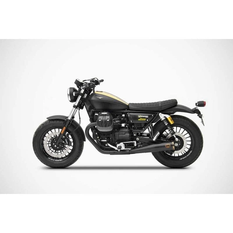 Doppelauspuff ZARD Slim aus schwarzem Edelstahl Moto guzzi V9