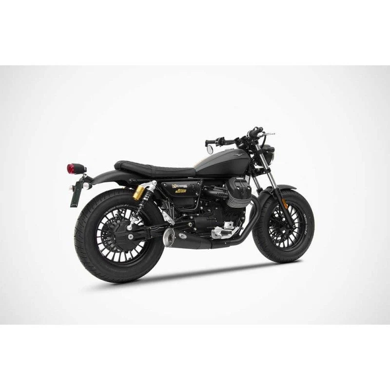 Doppelauspuff ZARD Big Style Racing aus schwarzem Edelstahl Moto guzzi V9