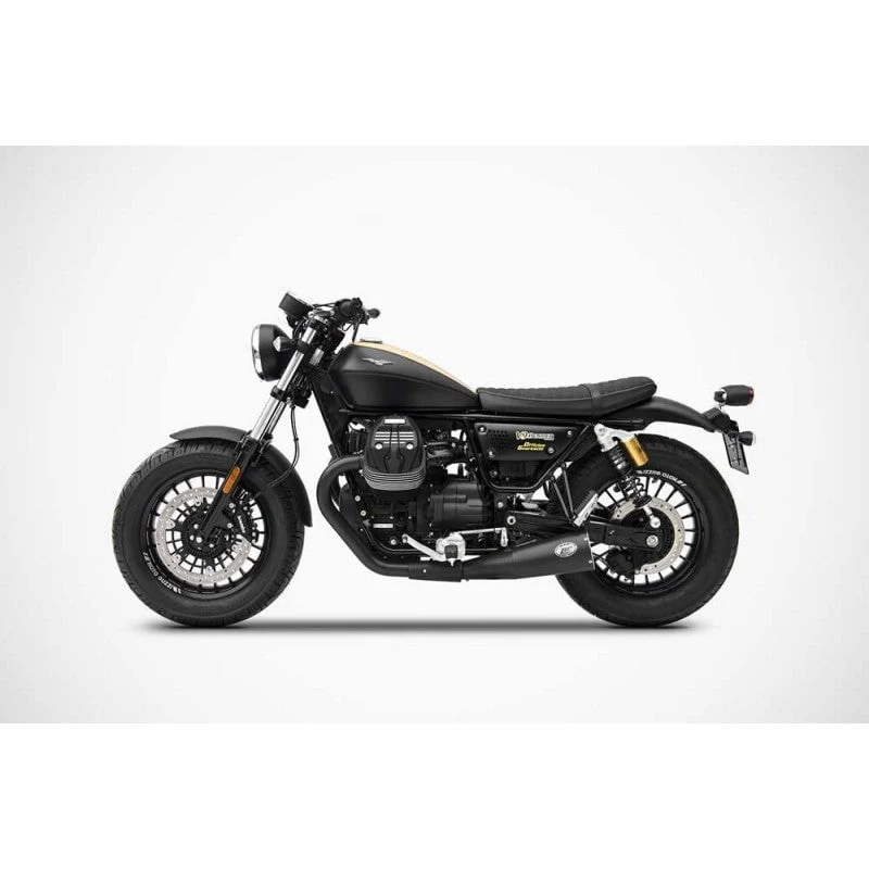 Doppelauspuff ZARD Big Style Racing aus schwarzem Edelstahl Moto guzzi V9