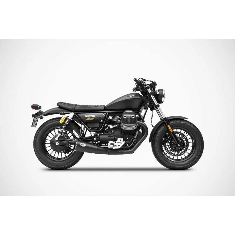 Doppelauspuff ZARD Big Style Racing aus schwarzem Edelstahl Moto guzzi V9