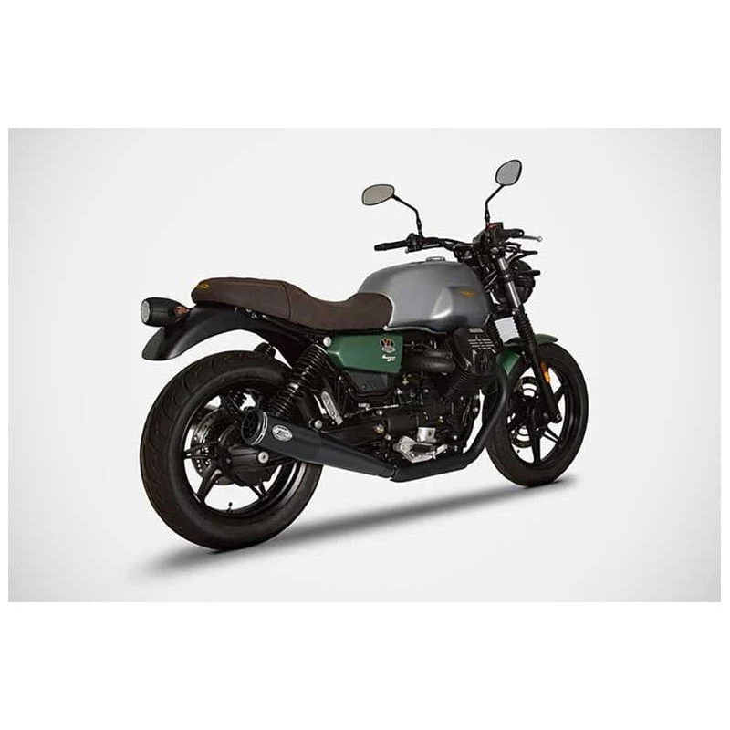 Doppelter ZARD-Auspuff aus schwarzem Edelstahl Moto guzzi V7 850