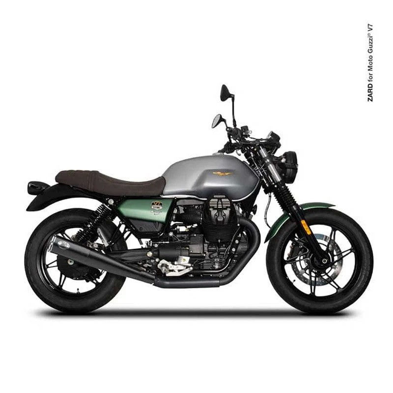 Doppelter ZARD-Auspuff aus schwarzem Edelstahl Moto guzzi V7 850