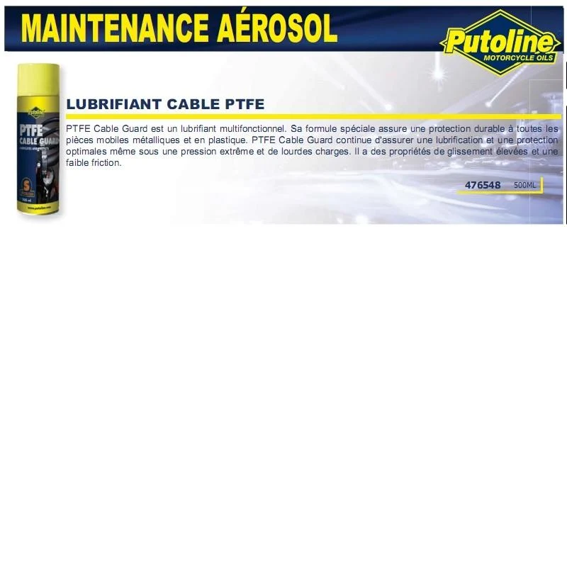Super Kabelschutz ptfe Kabelschmiermittel (Aerosol) 500ML PUTOLINE