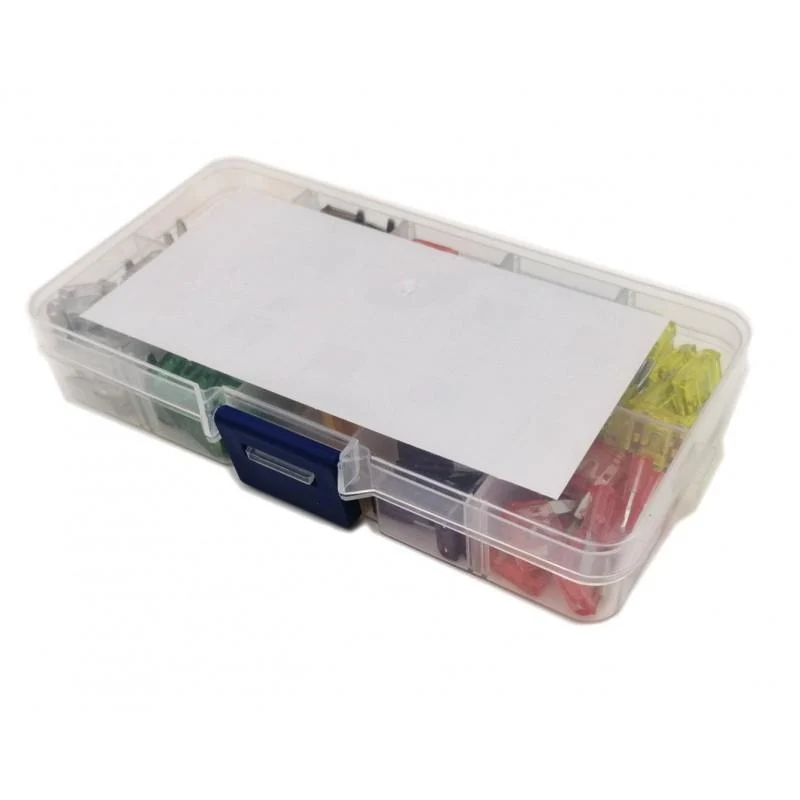 Box mit 120 MINI MOTORRADSICHERUNGEN (9 Kräfte) Sortiert + Klemme