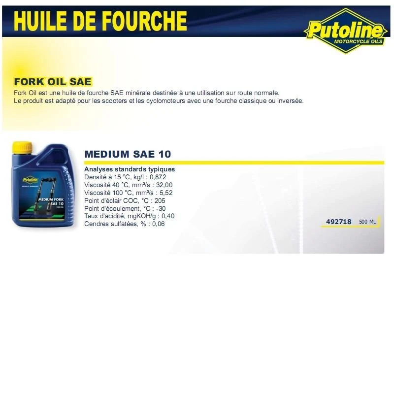 Mittleres Gabelöl SAE 10 Mineral 500ML PUTOLINE