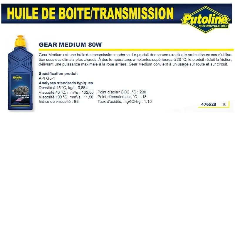 Getriebe mittleres Öl 80W 1L PUTOLINE
