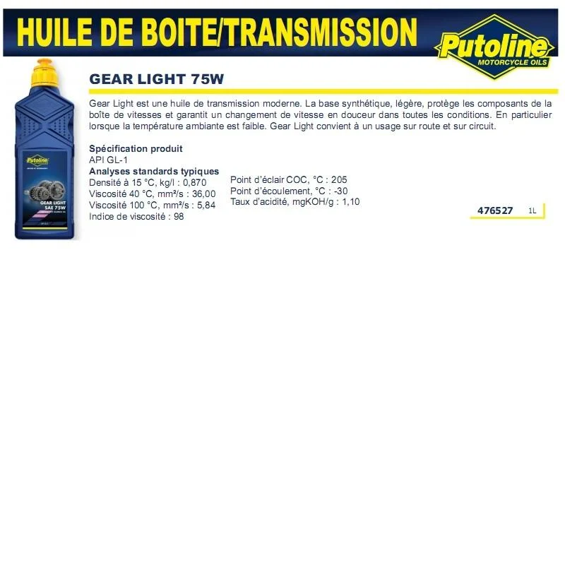 Getriebe Leichtöl 75W 1L PUTOLINE