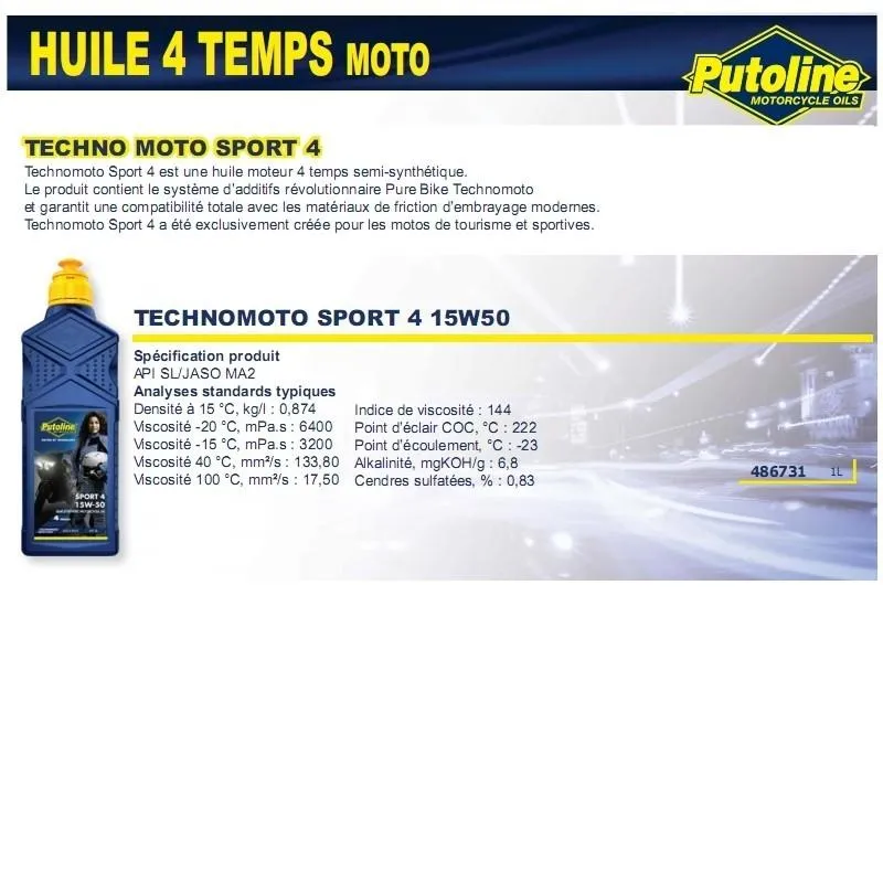4-Takt Sport 4 Öl 15W50 halbsynthetisches 1L PUTOLINE