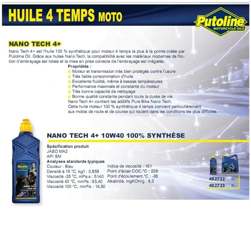 Nano Tech 4+ 4-Takt-Öl 10W40 100% synthetisches 4 l PUTOLIN