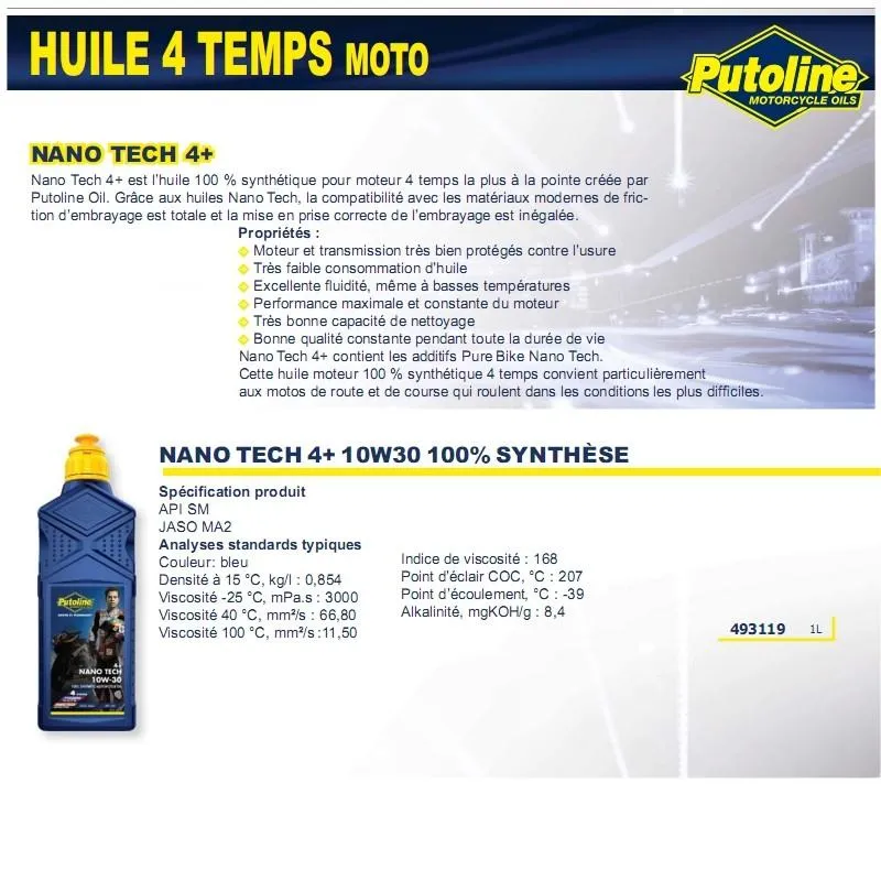 Nano Tech 4+ 4-Takt-Öl 10W30 100% synthetisches 1 l PUTOLIN