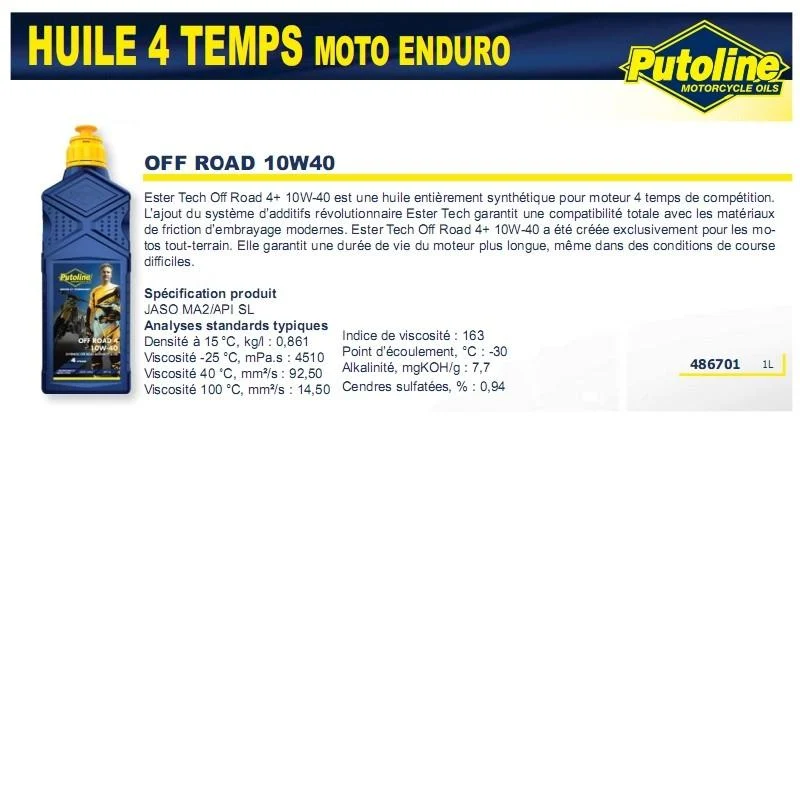 4-Takt Offroad Oil 10W40 halbsynthetisches 1L PUTOLINE