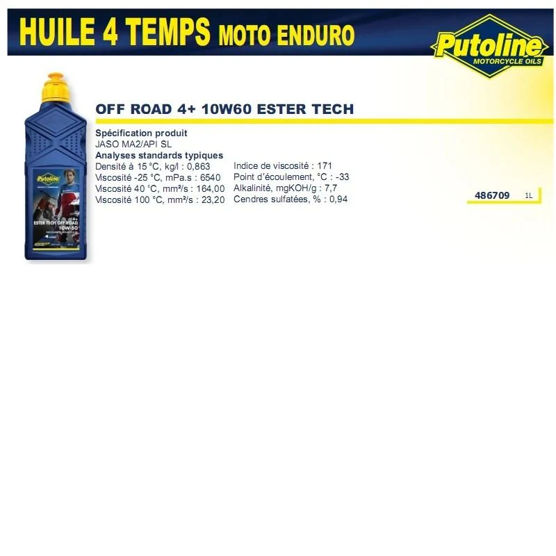 4-Takt-Offroad 4+ 10W60 100% synthetisches Tech-Esteröl 1L PUTOLINE